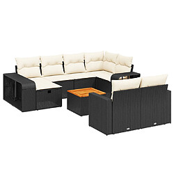 vidaXL Salon de jardin 11 pcs avec coussins noir résine tressée