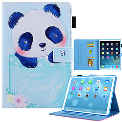 Etui en PU texture croisée avec support panda mignon pour votre Apple iPad mini (2021)