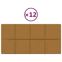 vidaXL Panneaux muraux 12 pcs Marron 60x30 cm Velours 2,16 m²