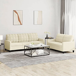 Maison Chic Ensemble de canapés 2 pcs avec coussins, Canapé droit Sofa pour Salon Crème Similicuir -GKD337406