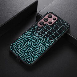 Coque en TPU + cuir véritable texture crocodile, anti-rayures vert pour votre Samsung Galaxy S22 Ultra 5G