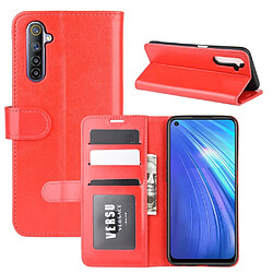 Etui en PU Cheval fou avec support rouge pour votre Realme 6