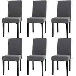 Decoshop26 Lot de 6 chaises de salle à manger dossier haut en tissu velours côtelé gris foncé pieds foncés 04_0007642