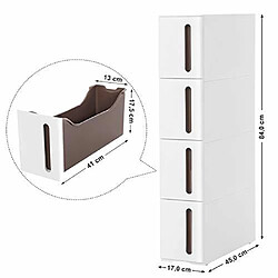 SONGMICS Tour de Rangement sur roulettes, Resserre de Cuisine Fine, Étagère de Rangement à 4 Niveaux, en Plastique, Gain de Place, 45 x 17 x 84 cm, Blanc KFR08WT pas cher