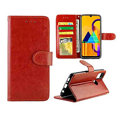 Wewoo Housse Coque Pour Galaxy M30s Crazy Horse Texture de protection en cuir à rabat horizontal avec support et fentes cartes et portefeuille et cadre photo marron