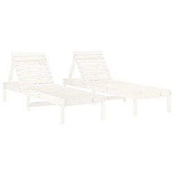 Avis Maison Chic Lot de 2 Chaises longues avec table | Bain de soleil Relax | Transat blanc bois massif de pin -GKD43565