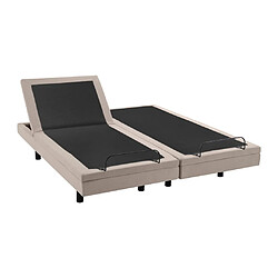 Acheter Vente-Unique Lit électrique de relaxation déco + matelas 100% latex 3 zones - 2 x 90 x 200 cm - Tissu - Beige - PANISOLA de DREAMEA