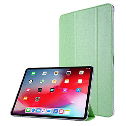 Etui en PU Texture de soie avec support tri-pliure vert pour votre Apple iPad Pro 12.9 pouces (2021)