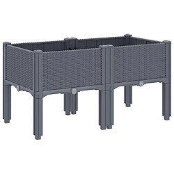 Acheter vidaXL Jardinière avec pieds bleu gris 80x40x42 cm PP