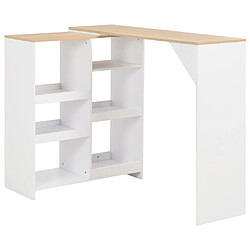 vidaXL Table de bar avec tablette amovible Blanc 138x39x110 cm