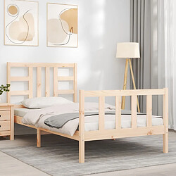 Avis Maison Chic Cadre/structure de lit et tête de lit pour adulte - Lit Moderne Chambre 100x200 cm bois massif -MN58305