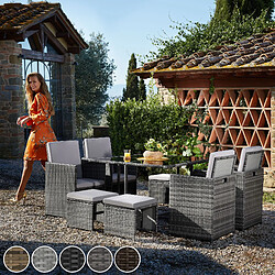 Tectake Salon de jardin BILBAO 8 places avec housse de protection - noir/gris