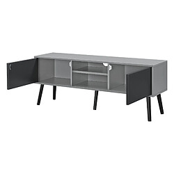 Helloshop26 Meuble tv design support télé pvc 120 cm noir gris clair 03_0005866