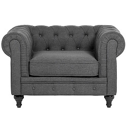 Acheter Beliani Fauteuil CHESTERFIELD Tissu Gris