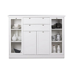 Mes Buffet haut 2 portes 2 tiroirs 160x40x120 cm blanc - LANDZY