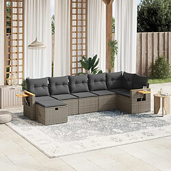 Maison Chic Salon de jardin avec coussins 7 pcs, Ensemble Tables et chaises de jardin, gris résine tressée -GKD709620