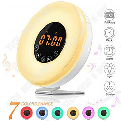 Acheter Tech Discount TD® Réveil Lumière, Lampe de Réveil Radio FM Veilleuse Réveil Lumineux Lampe de Chevet Sunrise Sunset Simulation Snooze RGB Blanc Ch