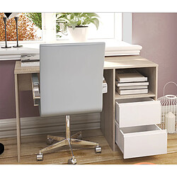 Pegane Bureau coloris chêne / blanc - Longueur 120 x Hauteur 75 x Profondeur 50 cm