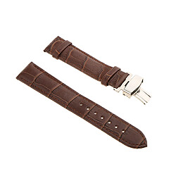 Bracelet montre en cuir déployante papillon déployante boucle café 20mm