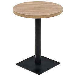 vidaXL Table de bistro MDF et acier Rond 60 x 75 cm Couleur de chêne