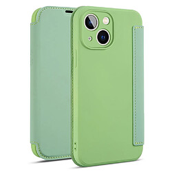 Coque en silicone avec béquille pour votre iPhone 14 Plus - Vert matcha