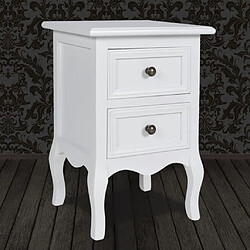 Avis Helloshop26 Table de nuit chevet commode armoire meuble chambre avec 2 tiroirs mdf blanc 1402086