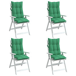 Avis vidaXL Coussins de chaise à dossier haut lot de 4 vert tissu oxford