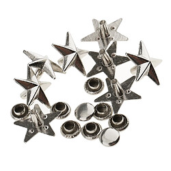 20 pièces star rivets studs pointes pour sac en cuir chaussures artisanat 13mm argent