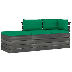 vidaXL Salon palette de jardin 3 pcs avec coussins Bois de pin massif