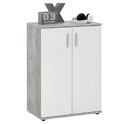 FMD Armoire avec 2 portes Blanc et gris