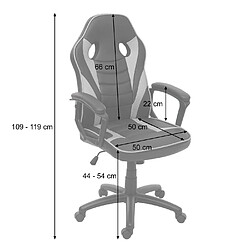 Decoshop26 Fauteuil chaise de bureau gamer sur roulettes forme ergonomique pivotant hauteur réglable synthétique noir/blanc 04_0001840