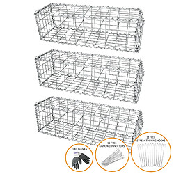 Monstershop Lot de 3 Paniers de Gabions 100cm x 30cm x 30cm