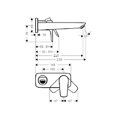 Hansgrohe - Mitigeur lavabo mural encastré avec bec 22,5cm chromé Talis E