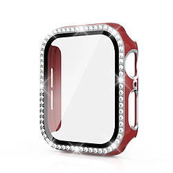 Coque en TPU Cristal de strass de galvanoplastie bicolore rouge/argent pour votre Apple Watch 4/5/6/SE 44mm