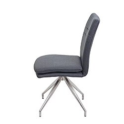 Decoshop26 Lot de 2 chaises de salle à manger cuisine design moderne acier inoxydable et tissu brossé gris foncé 04_0000242