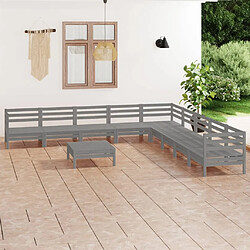 Maison Chic Salon de jardin 10 pcs - Table et chaises d'extérieur - Mobilier/Meubles de jardin Moderne Bois de pin massif Gris -MN39300