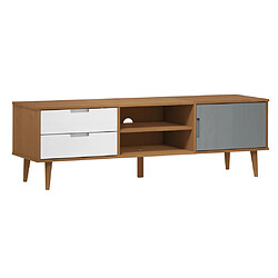 vidaXL Meuble TV MOLDE Marron 158x40x49 cm Bois de pin massif