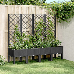 Maison Chic Jardinière,Bac à fleurs avec treillis - pot de fleur noir 160x40x142 cm PP -GKD75031