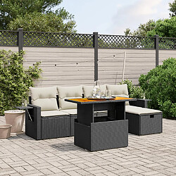 vidaXL Salon de jardin 6 pcs avec coussins noir résine tressée