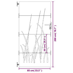 vidaXL Portail de jardin 85x200 cm acier corten conception d'herbe pas cher