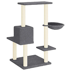 Acheter Helloshop26 Arbre à chat meuble tour grimper jouet grattage grattoir escalade plateforme avec griffoirs en sisal foncé 95 cm gris 02_0022718