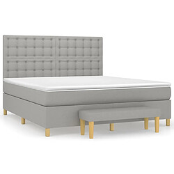 Maison Chic Lit adulte- Lit + matelas,Sommier à lattes de lit avec matelas Gris clair 180x200cm Tissu -GKD30183