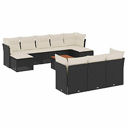 Maison Chic Salon de jardin 11 pcs avec coussins, Ensemble Tables et chaises d'extérieur noir résine tressée -GKD668097