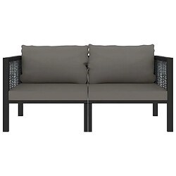 Vente-Unique Canapé à 2 places avec coussins 136 x 68 x 64 cm résine tressée anthracite 02_0013295