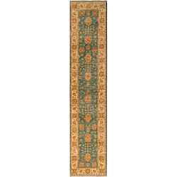 Vidal Tapis de couloir en laine 303x61 bleu Ziegler 