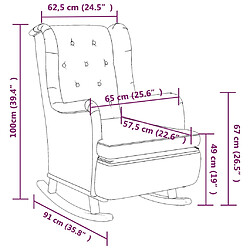 vidaXL Fauteuil avec pieds à bascule en bois d'hévéa Gris foncé Tissu pas cher