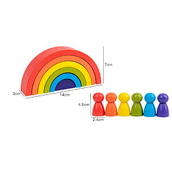 Universal Les derniers bébés en bois arc-en-ciel maison arbre poupée mini empileur blocs jouets arc-en-ciel bar blocs petites tailles incohérentes jeux de table cadeaux | empilement blocs (couleur arc-en-ciel)