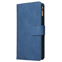 Wewoo Housse Coque Etui à rabat horizontal multifonctionnel rétro pour Galaxy A50 avec fente carte & porte-cartes et portefeuille fermeture à glissière et cadre photo et lanière bleu