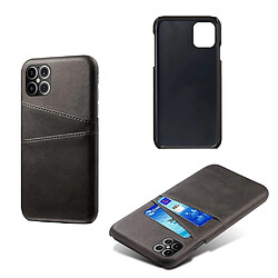 Coque en TPU + PU avec double porte-cartes noir pour votre Apple iPhone 12 Pro Max 6.7 pouces