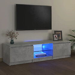 vidaXL Meuble TV avec lumières LED gris béton 140x40x35,5 cm